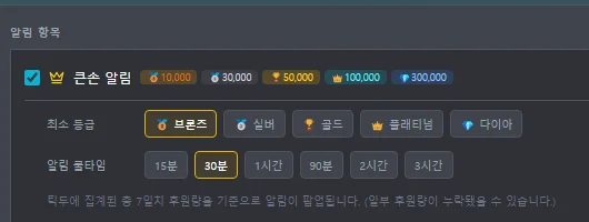 큰손 알림 설정